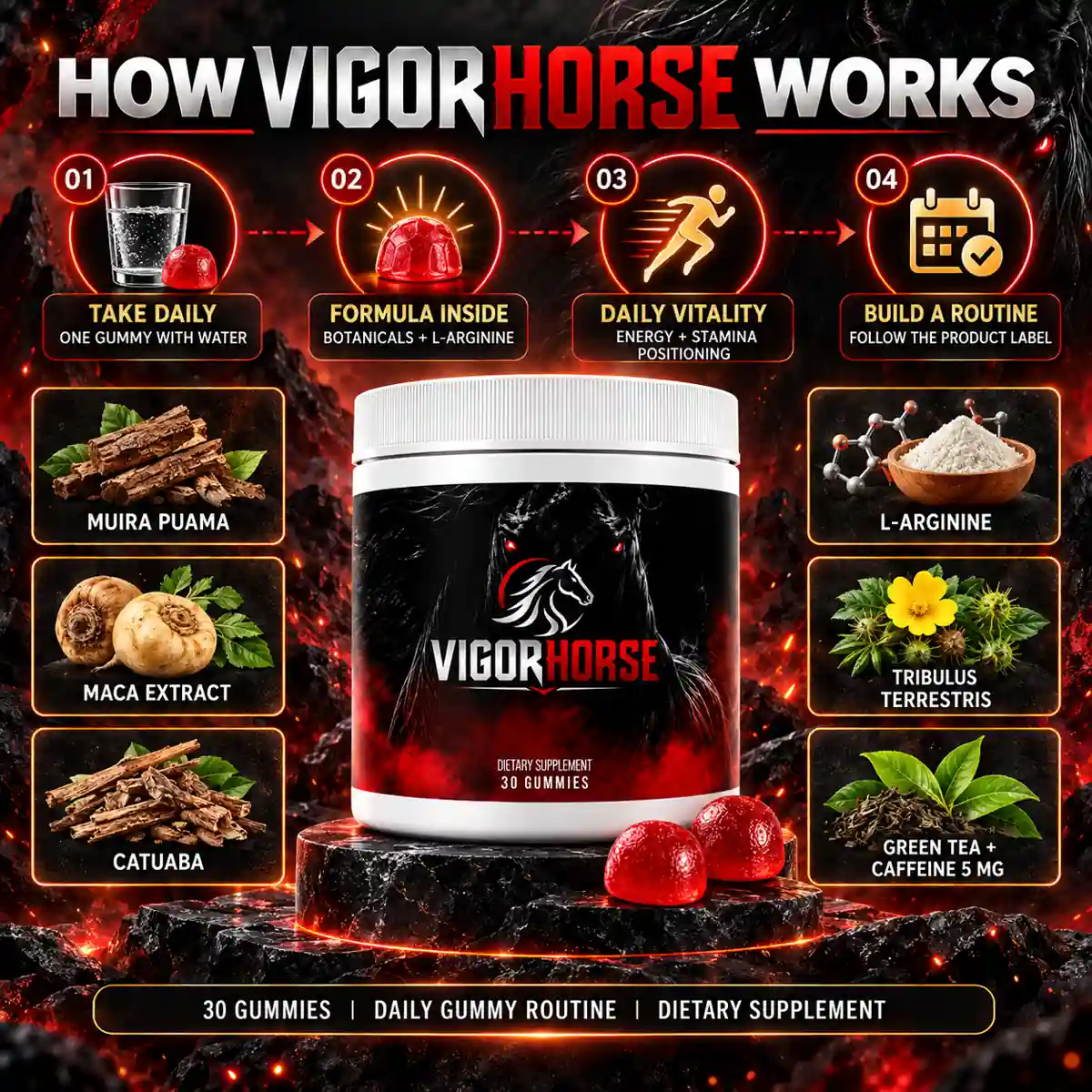 The seller's how-it-works graphic for VigorHorse