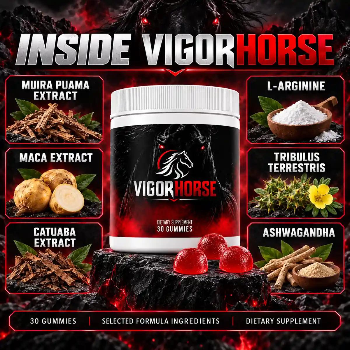 The seller's what-is-inside graphic for VigorHorse